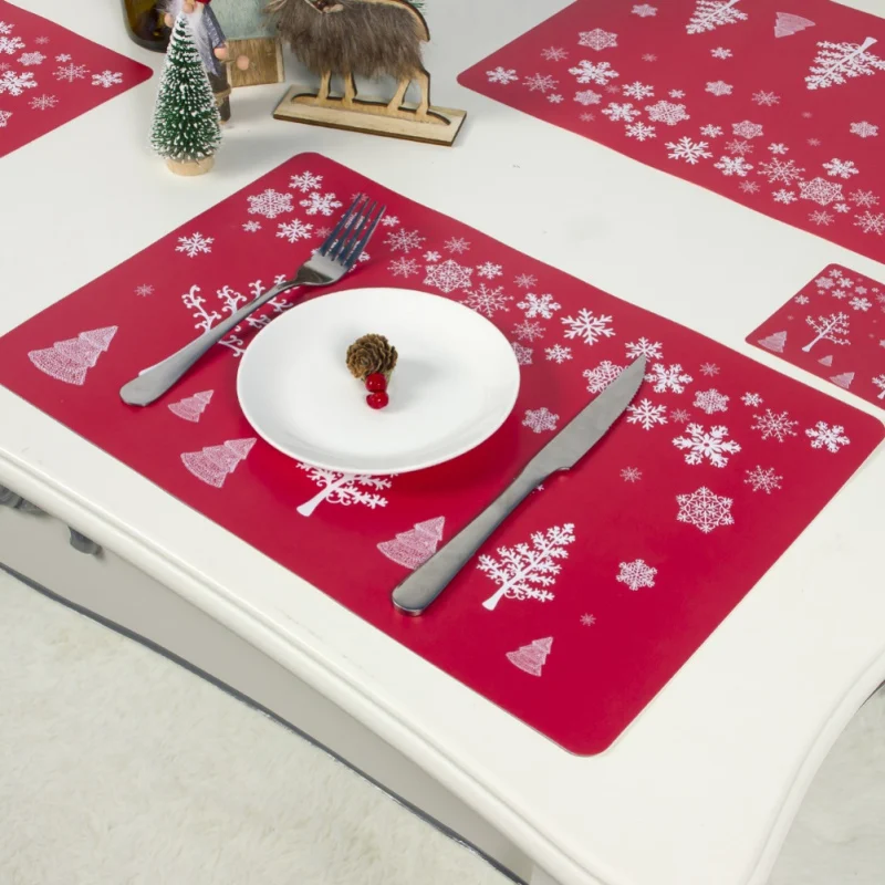 Рождественская салфетка под приборы набор зимний коврик для кухонного стола 6 столовых приборов и 6 подстаканников для украшения дома на праздник