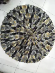 100% натуральный Лисий Мех ковер пэтчворк, круглая форма настоящий для меховой ковер 100*100 см мебельная обивка, меховые подушечки