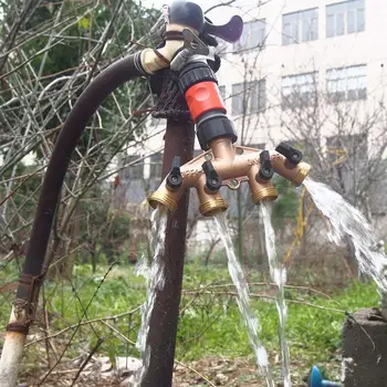 

4 Way Hose Splitters Irrigation Adapter Water Hose Brass Thread Tap Connector The Outlet Has a Separate Valve Control