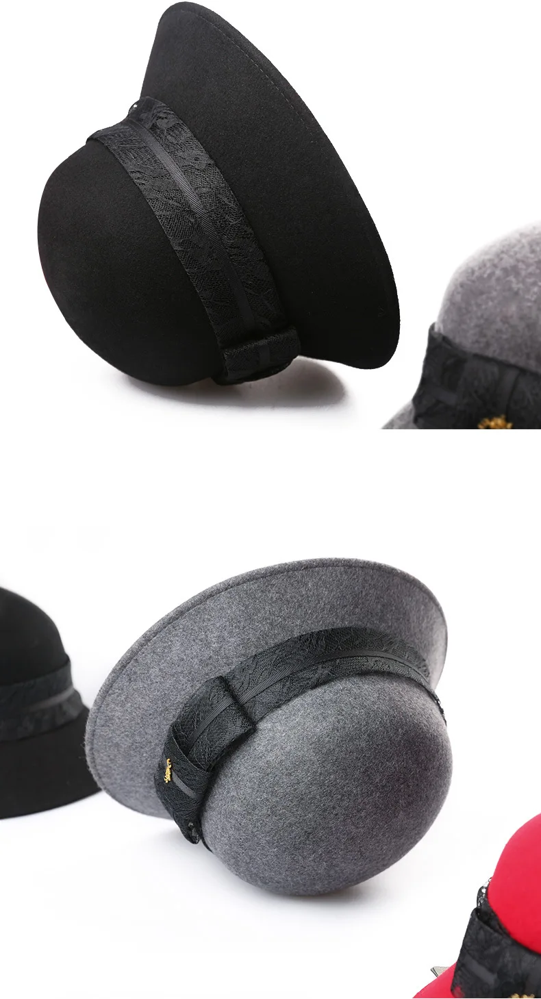 Брендовая дизайнерская женская панама зимняя теплая шерсть Gorros шапки для рыбака уличная Осенняя дамская шляпа с кружевным бантом