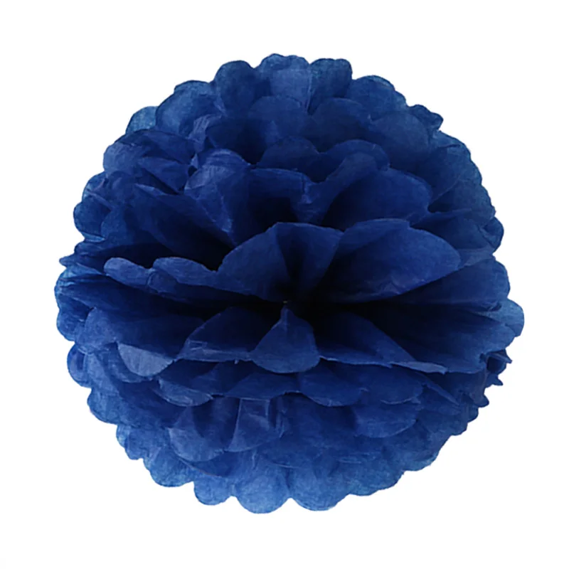 Свадебные украшения, 5 шт., помпоны, 20 см., тканевая бумага, искусственные цветы, шар для детского душа, 1 день рождения, украшения, принадлежности - Цвет: Royal Blue