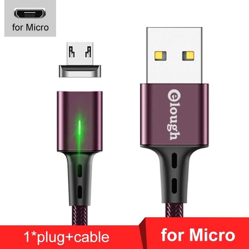 Elough Магнитный зарядный кабель для iphone кабель Micro usb type c кабель для HUAWEI P30 Магнитный кабель быстрое зарядное устройство USB C провод для передачи данных - Цвет: red for micro