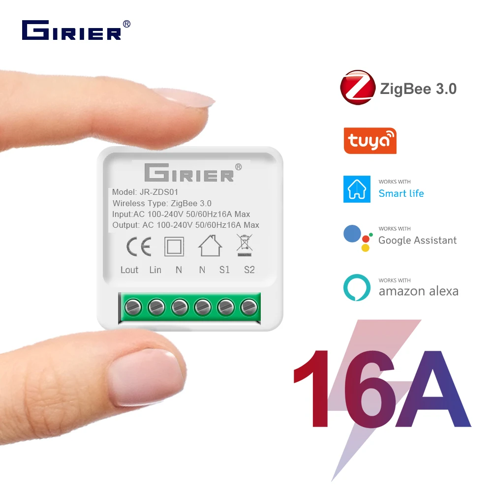 Tuya ZigBee 3.0 Smart Light Switch Module, Smart Home Automation DIY Breaker Supports 2 Way Control, Work with Alexa Google Home 