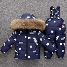 30 градусов, русская зимняя куртка-пуховик комплекты одежды для детей Детская одежда для маленьких девочек, парка для мальчиков утепленное пальто зимняя одежда лыжный костюм