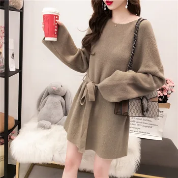 

Waist slim sweater women's head autumn and winter new Korean version of the knit skirt sweet shirt winter