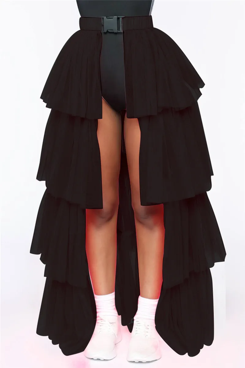 Новая модная женская эластичная юбка с высокой талией прозрачная сетчатая макси юбка женская сексуальная однотонная пляжная Клубная одежда для вечеринок Лето - Цвет: A