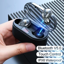 TWS X7 Bluetooth наушники 5,0 с сенсорным управлением настоящие беспроводные наушники водонепроницаемые Hifi Стерео шумоподавление наушники с микрофоном