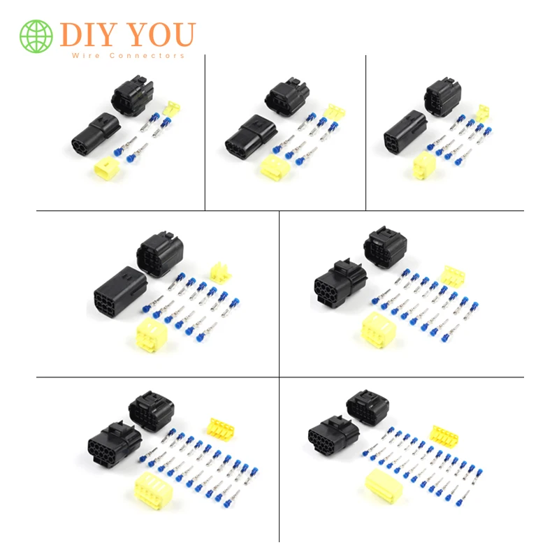 

1 set 2P/3P/4P/6P/8P/10P/12P AMP 1.8 Waterproof Wire Connector Electrical Plug Car Auto Sealed Truck Harness connectors