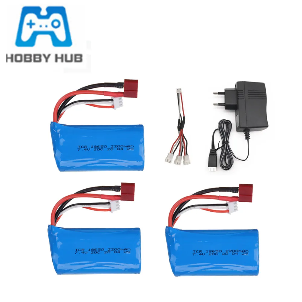 

7.4V 2200mah lipo Battery 18650 2S T Plug for Q46 Wltoys 10428 /12428/12423 RC Car Spare Accessories 7.4V battery charger set