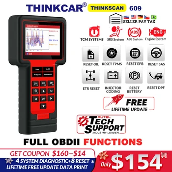 

OBD2 Diagnostic tool THINKCAR TS609 Scanner for ECM TCM ABS SRS Systems with 8 Reset Service Lifetime Free Update PK x431 CRP129