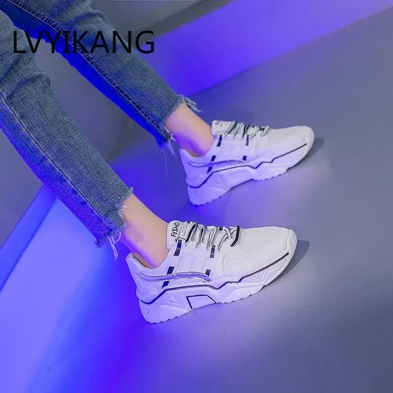 

LVYIKANG New 2020 Trendy Women Sneakers Thick Sole Ladies Platform Shoes Web Celebrity Chunky Dad Sneakers Zapatillas Mujer