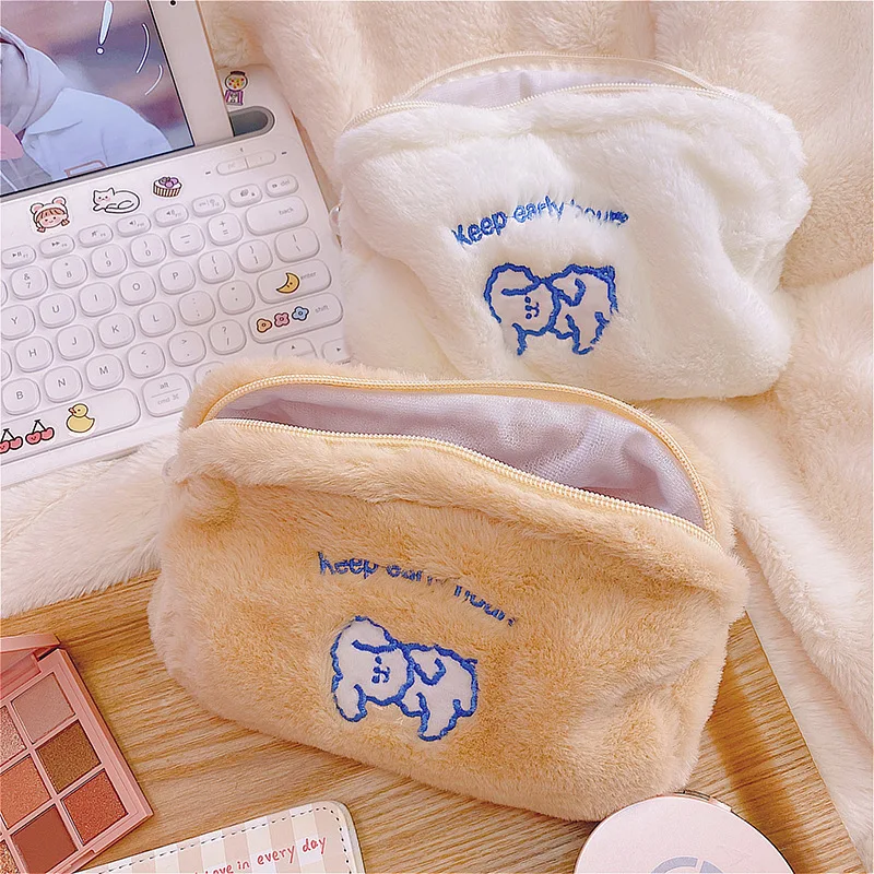 Cute Plush Cloud Pencil Case Girl Cartoon Cosmetic Bag Student Storage Bag Coin Purse Pencil Case Office Pencil Case