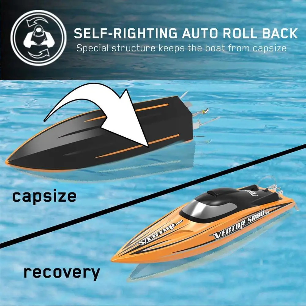 US $156.00 Vector Sr80 Pro 44mph Super High Rc Remote Control Speed Boat Auto Roll Back Function Metal Hardwares 7984p Pnp Or Artr