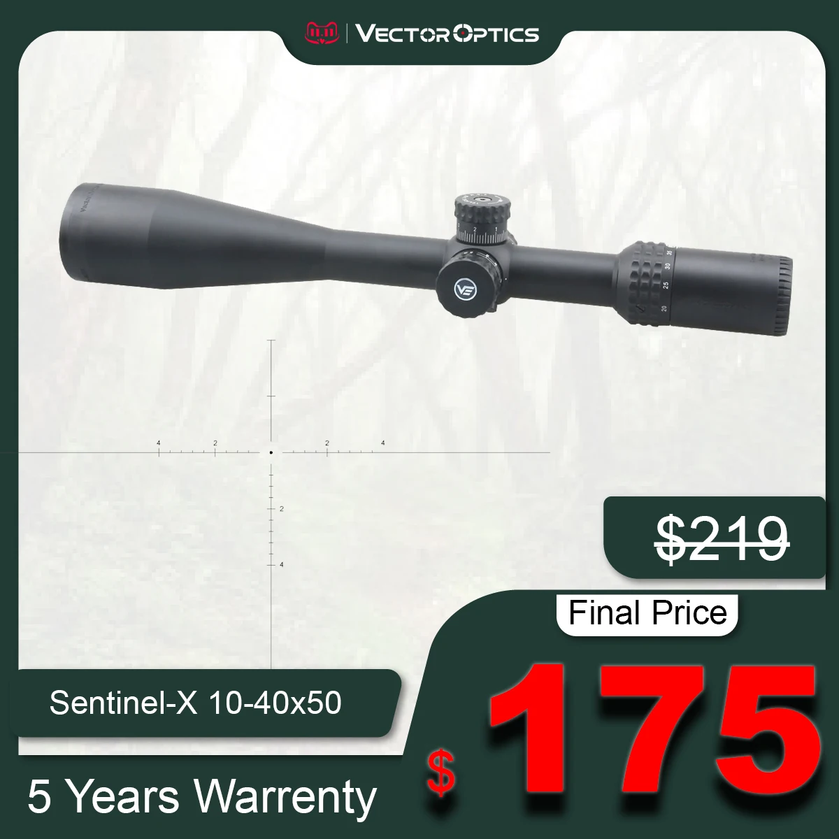 Vector Optics Sentinel X 10-40x50 Air Rifle Riflescope Hunting Tactical Shooting Scope Fit Airgun .177 .22 .25 Also .223 .308win