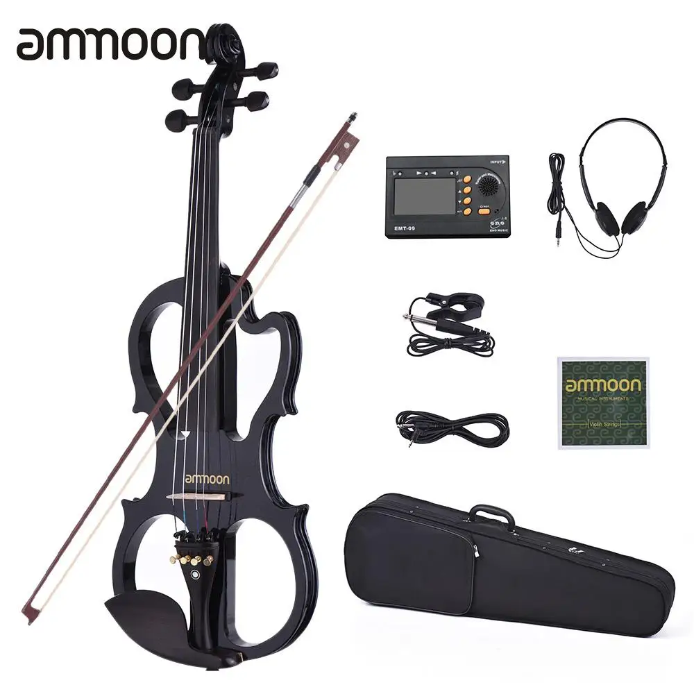 Ammoon VE-201 VE-209 полноразмерная 4/4 Бесшумная электрическая скрипка из массива дерева