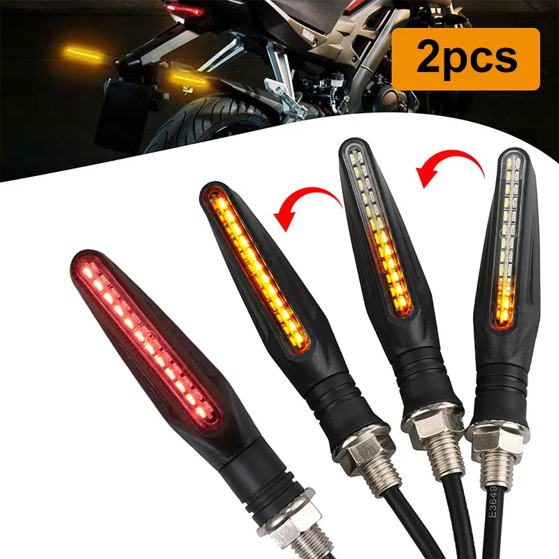 

DERI 24LED Motorcycle Turn Signal Indicator Lights Flowing Day Running Brake Lamps Motorcycle Flashing Lights intermitentes moto