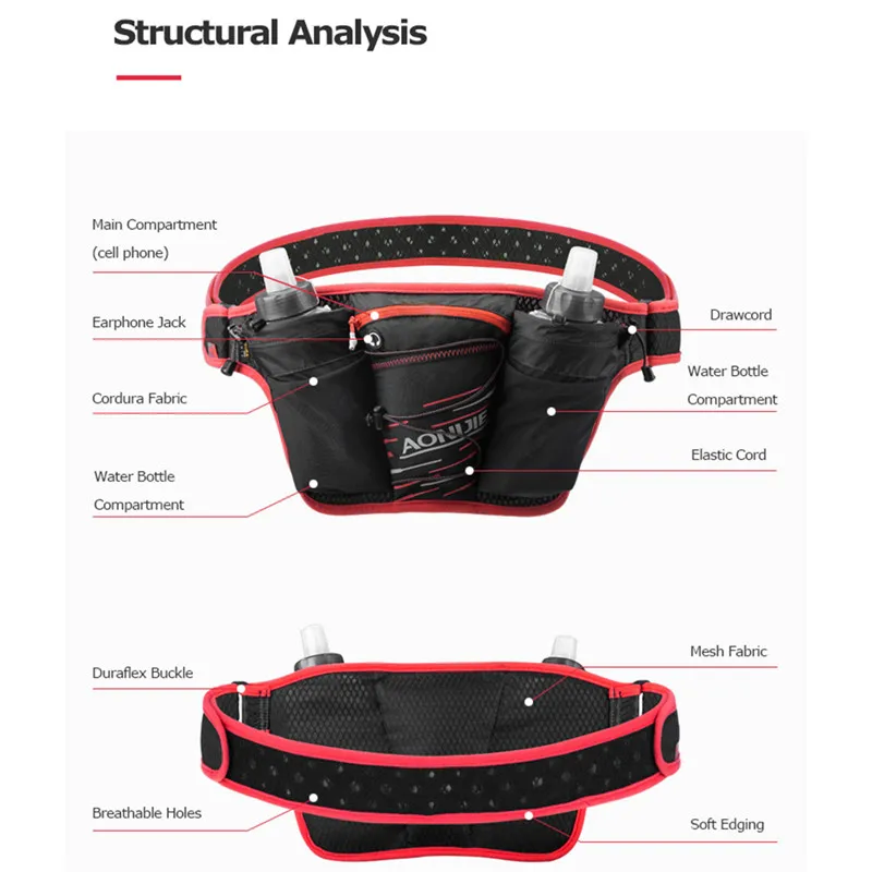 W959 легкий марафон для бега, езды на велосипеде для бега, пояс для воды поясная сумка из натуральной кожи, держатель сотового телефона+ 2*500 мм, бутылки для воды
