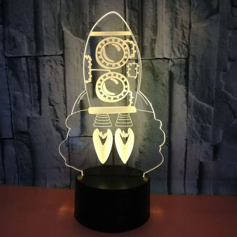 

Colorful 3D Creative Visual Small Night Lamp Rocket 3D Lamp Foreign Trade Hot Sales Creative USB 3D Lamp