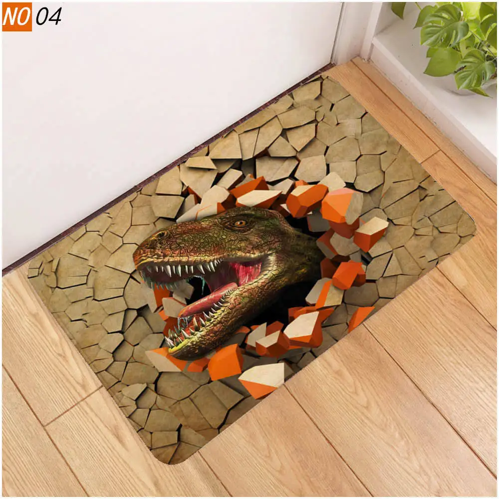 3D мягкий напольный коврик с принтом динозавра для кухни и спальни краями