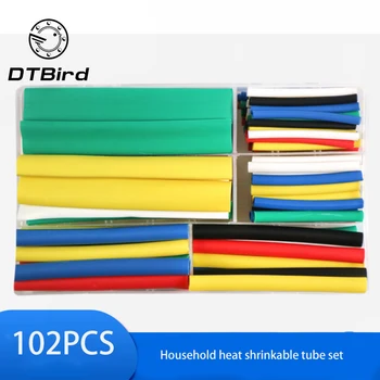 

102PCS Triple Shrinkage With Adhesive Shrink Tube Insulation Color Double-Wall Tube Boxed Shrink Tube With Plastic Box