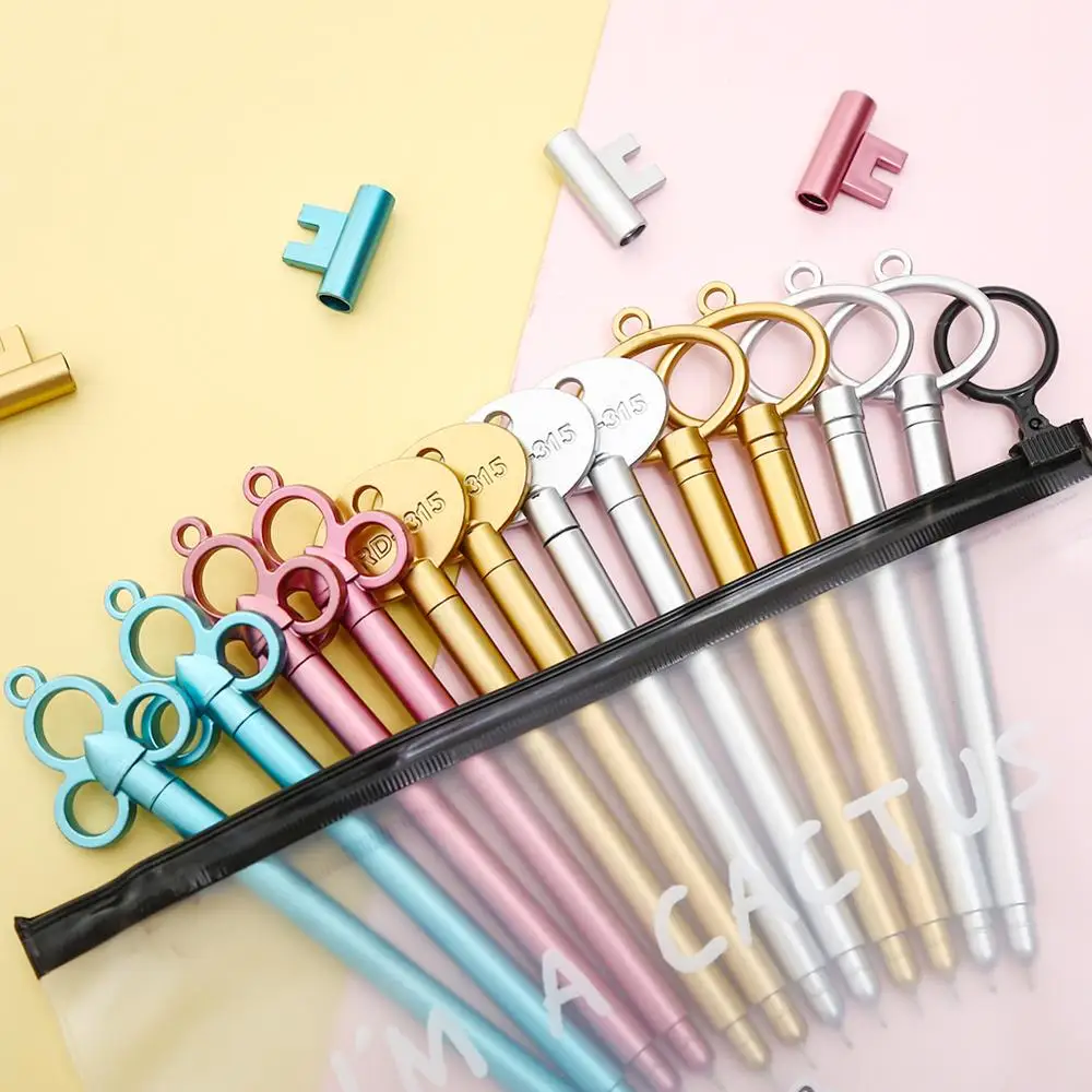 12pcs Creative Key Gel Pen Strange Cute Stationary Thing Kawaii School Accessories Office Supplies Adult Gift Goods Blue Ink Bts |