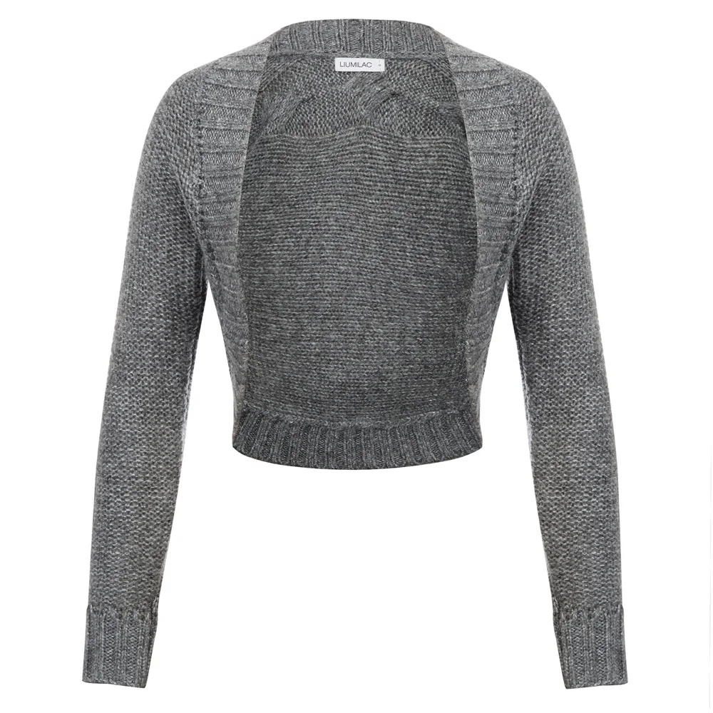 

Women Button Knitwear coat soft Long Sleeve Open Front bolero Cropped jacket office OL slim tops Sweater Cardigan coat shrug