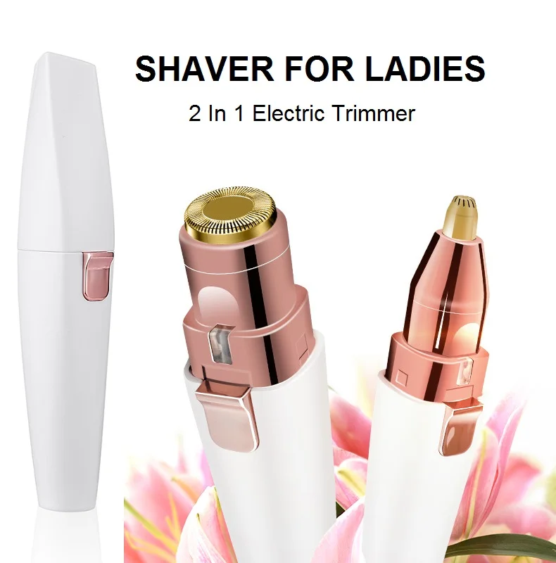 2 In 1 Shaver For Ladies Electric Eyebrow Trimmer Hair Remover With LED Light Women Epilator Razor Face Hair Cleanser Machine