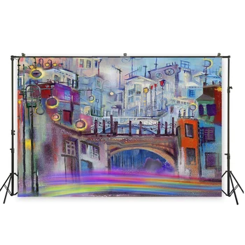 

HUAYI oil painting backdrop buldings background background for taking photos of filming art fabric backdrop XT- 6574