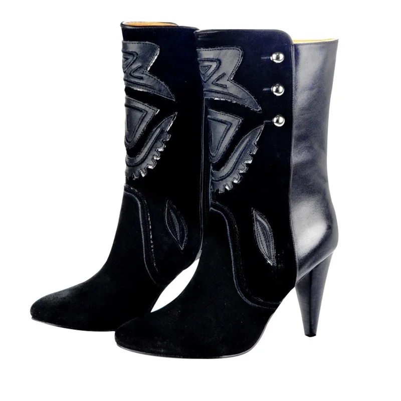 Женские зимние сапоги из натуральной кожи качественные замшевые ботильоны с