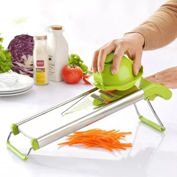 Multifunctional V รูปร่างเครื่องตัดเหล็กสแตนเลส Chopper ผลไม้ที่ตัดผัก5ใบมีดอุปกรณ์ที่ใช้ในครัว 8