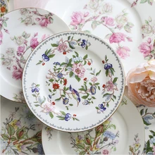 Bone Porcelain Western Food Plate SetLdyllic Style Steak Flat Plate Tableware Ceramic Disk Home Hotel Model Room Decoration bone china white plate korean pure breakfast european designer dessert tableware western steak home decoration