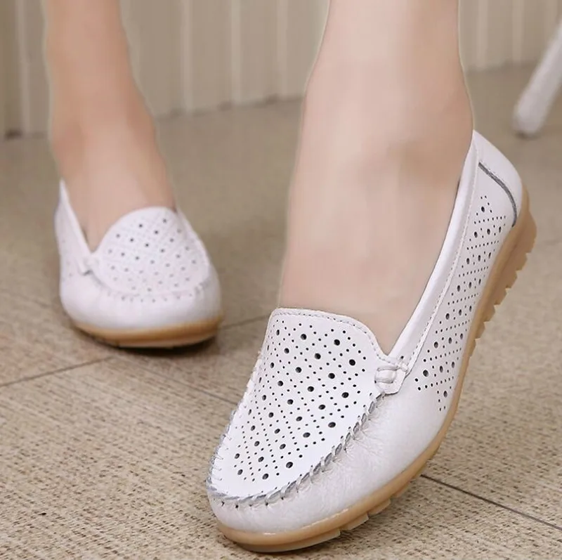 

Spring women flats shoes genuine leather shoes woman cutout loafers slip on ballet flats ballerines casual flats Shoe 336