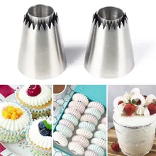 2 Size DIY Nozzle Stainless Steel Dessert Cake Decorating Tips Kitchen Accessories Cookie Bis Icing Piping Cream Pastry Bag Tool