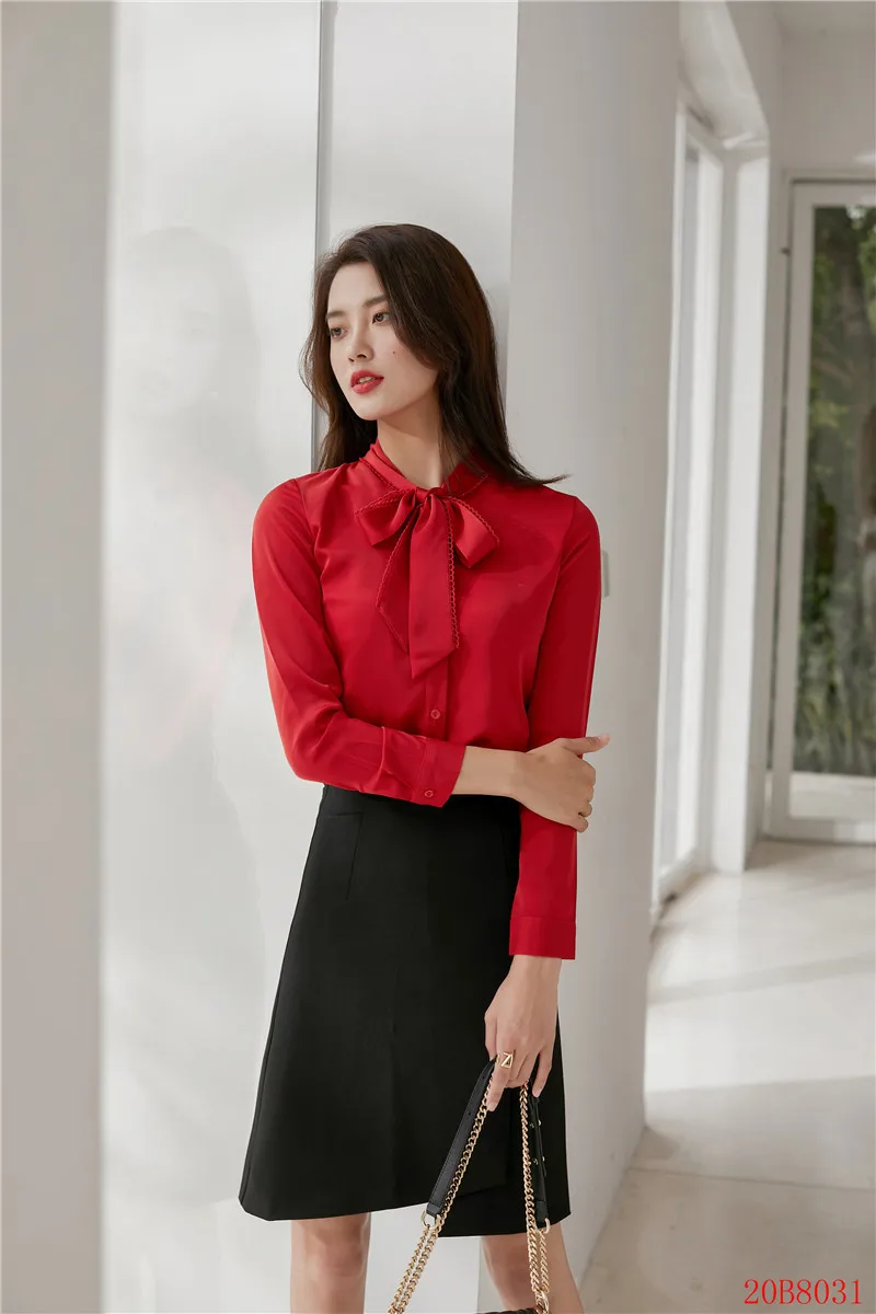 New 2021 Fashion Women Blouses & Shirts Pink Female Top Long Sleeve Office Work Clothes 3