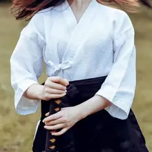 2 цвета Чистый хлопок Лето хакама Iaido Aikido Одежда Боевые искусства костюм японский kendo сотовая форма