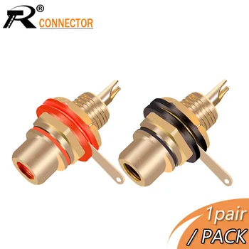 

1pair/2pcs RCA Jack Connector Panel Mount Chassis Audio Socket Plug Bulkhead with NUT Solder CUP Wholesale Gold plated