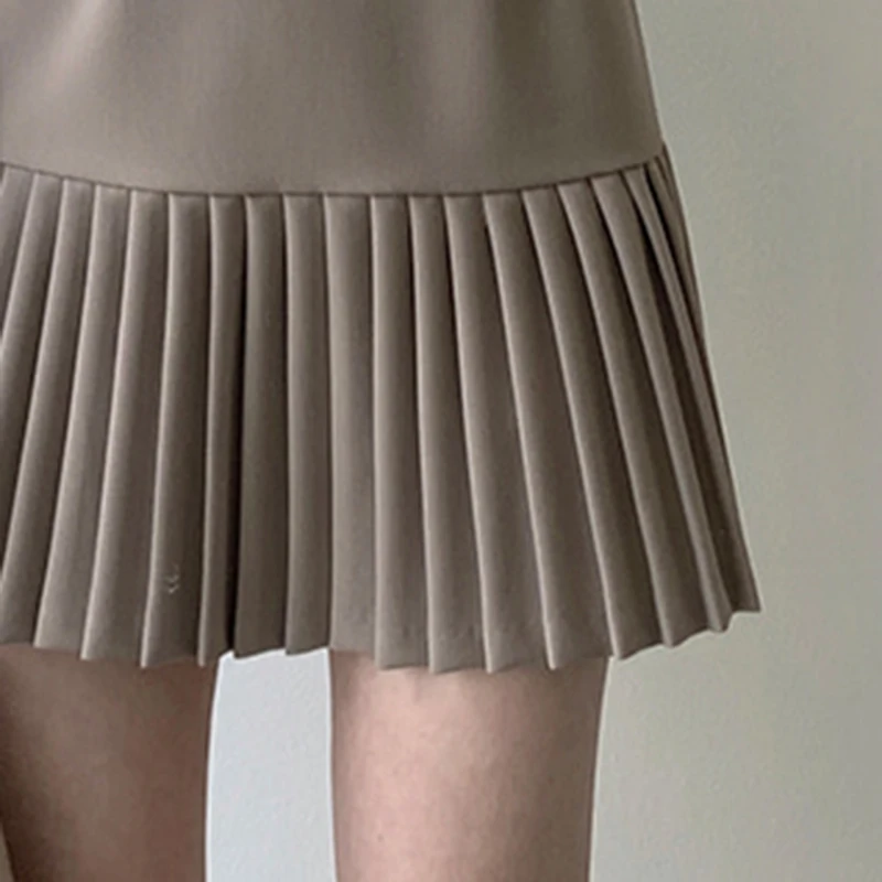 Spring Summer Korean Style High Waist Pleated Skirts Women 2021 Womens Fashion Slim Waist Casual Solid Mini Skirt With Zipper