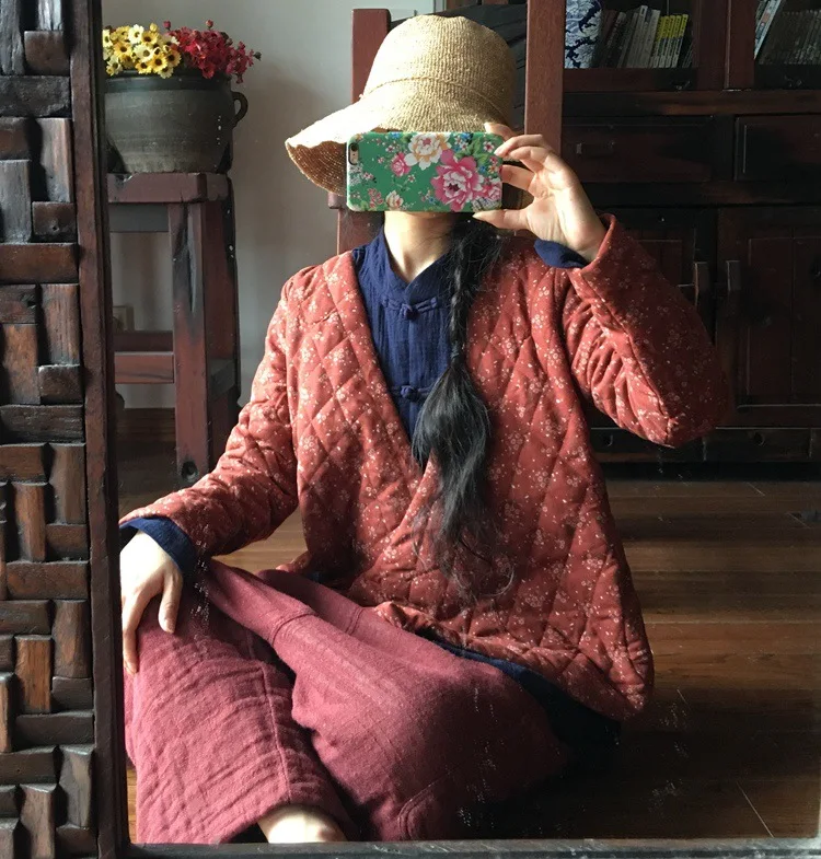 

Special Offer luo gu ni Origional New Chinese Style Improved Xie Jin Retro Lace-up Cotton Overcoat 1266