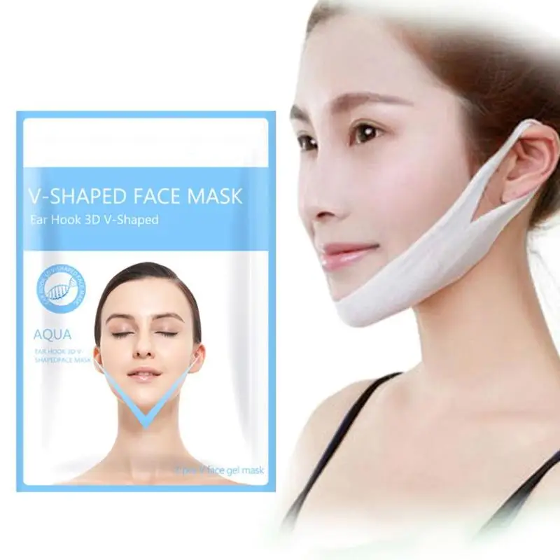 4D Double V Shaped Face Mask Lifting Slimming Thin Face Slim Mask Gel Mask Face Lift Tools Hanging Ear Women Face Mask Treatment
