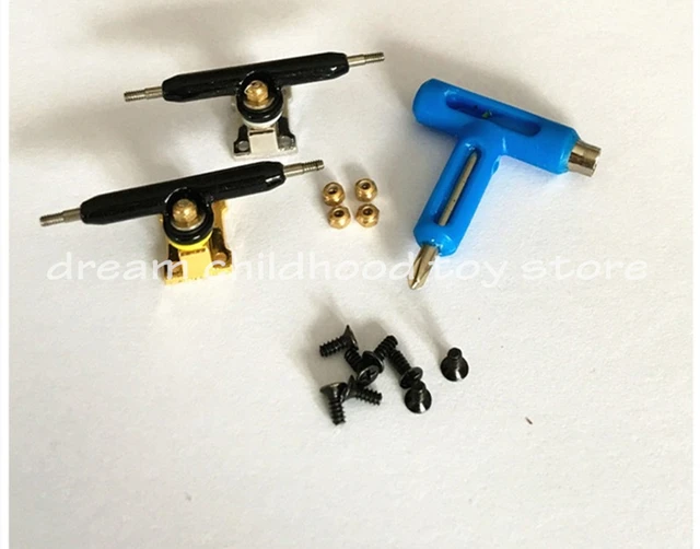 34mm Solid Fingerboard Trucks New Single Axle Green Tucks with Lock Nuts and Tool 6