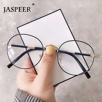 

JASPEER Retro Round Blue Light Blocking Glasses Frames Women Vintage Anti Blue Eyeglasses Men Computer Optical Glasses Frames