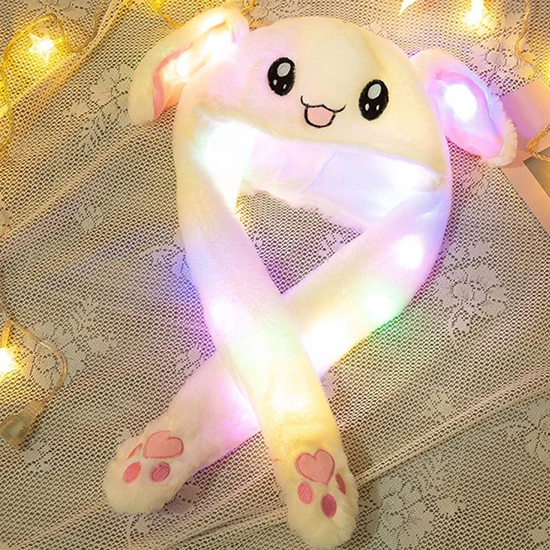 

1X Funny Plush Moving Hat Cartoon Ear Airbag Ear Cap Glow In The Night Toys Gift
