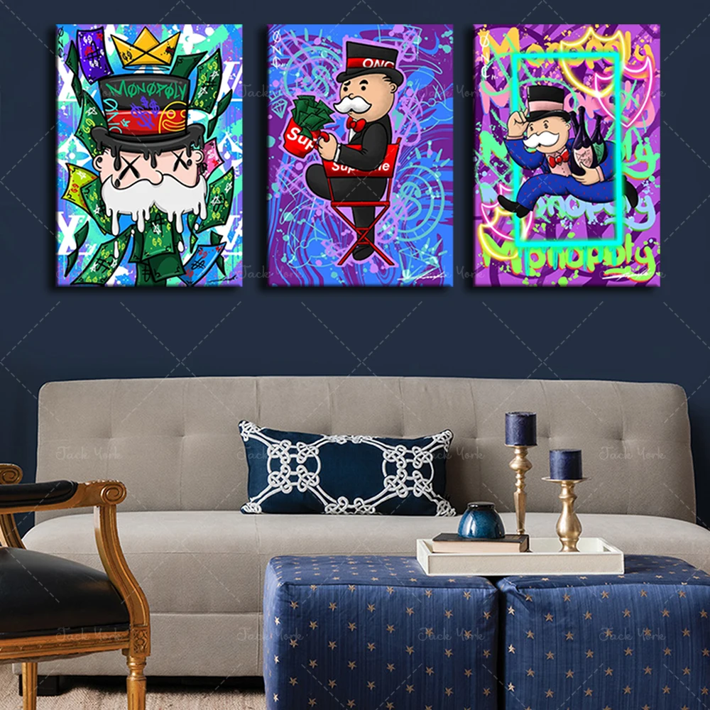

Modern Canvas Painting Nordic Abstract FALLING ON MONEY Monopoly HD Wall Art Posters Prints Picture Living Room Decoration Home