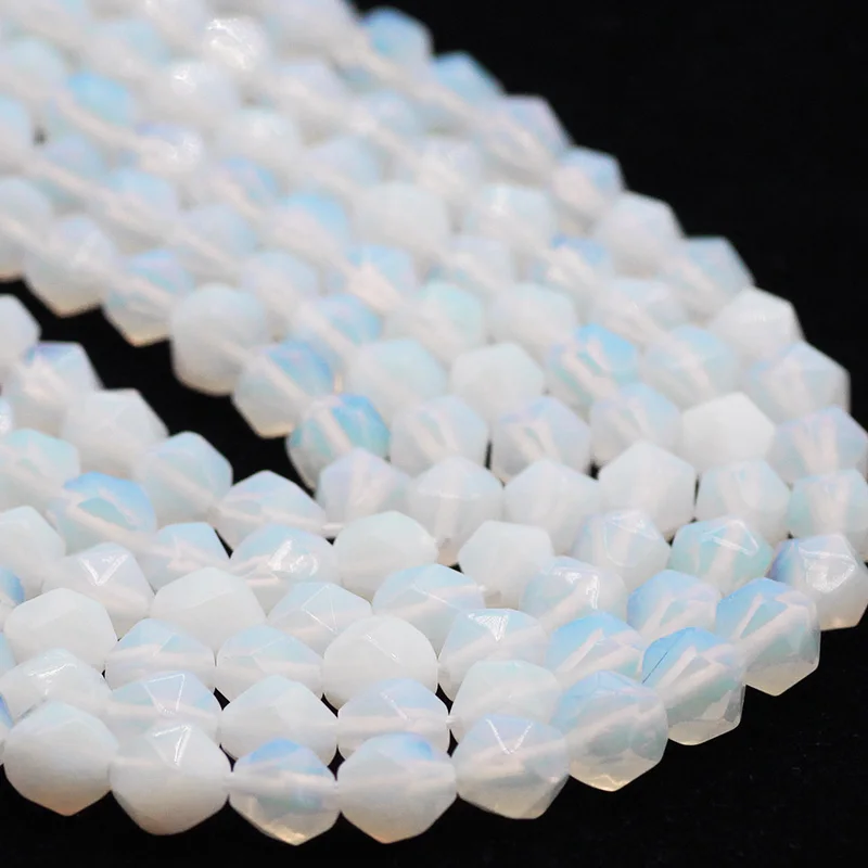 

Big Faceted White Opal Natural Stone Spacer 8MM 48pcs Loose Beads For Jewelry Making DIY Charm Bracelet Necklace Accessories