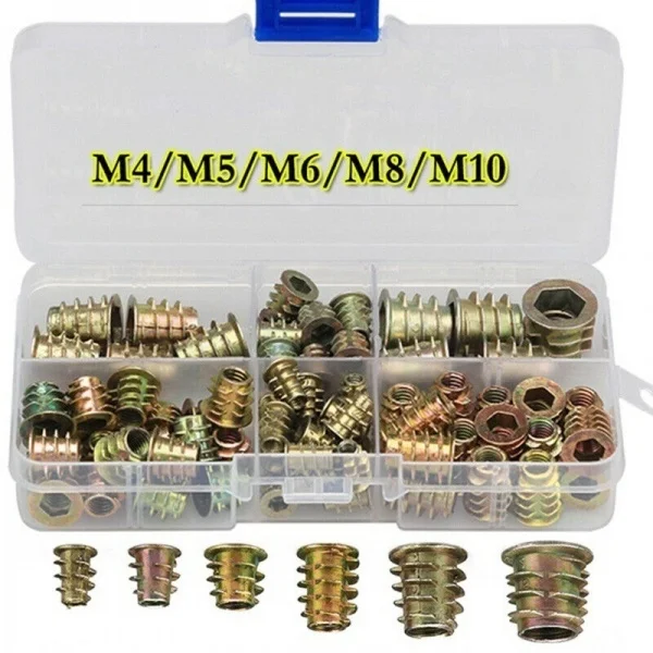 Heimwerker ALL SIZES THREADED WOOD INSERTS M4 M6 M8 HEX SCREW DRIVE