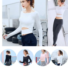 Женские спортивные топы, топы для бега, фитнеса, йоги, укороченные топы с длинным рукавом, топы для тренировок, быстросохнущие футболки, спортивная одежда для занятий йогой