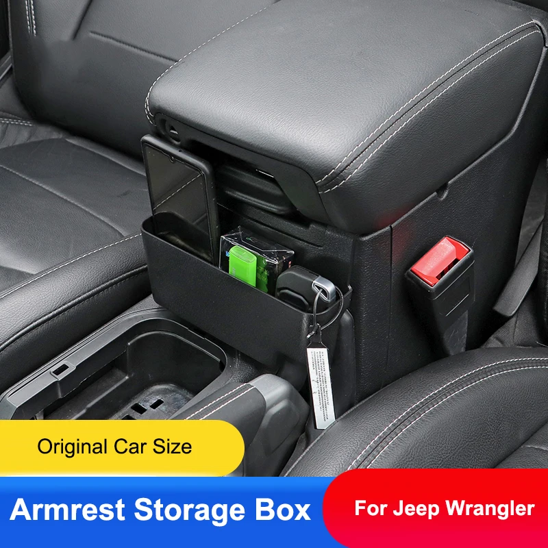 QHCP Car Rear Armrest Storage Box Organizer Barrel Case Stowing Tidying For Jeep Wrangler JL 18-21 JK 07-17 Interior Accessories
