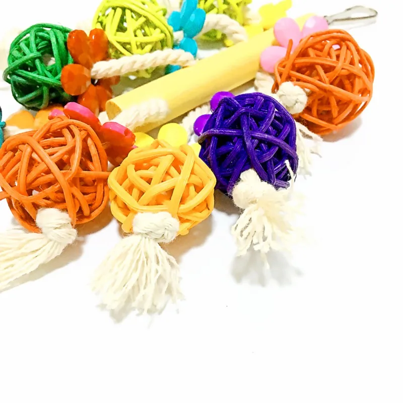 Parrot Toy Colurful Rattan Ball Chewing Hanging Bird Toy Parrot Nest For A Wide Variety Of Large and Small Parrots and Birds