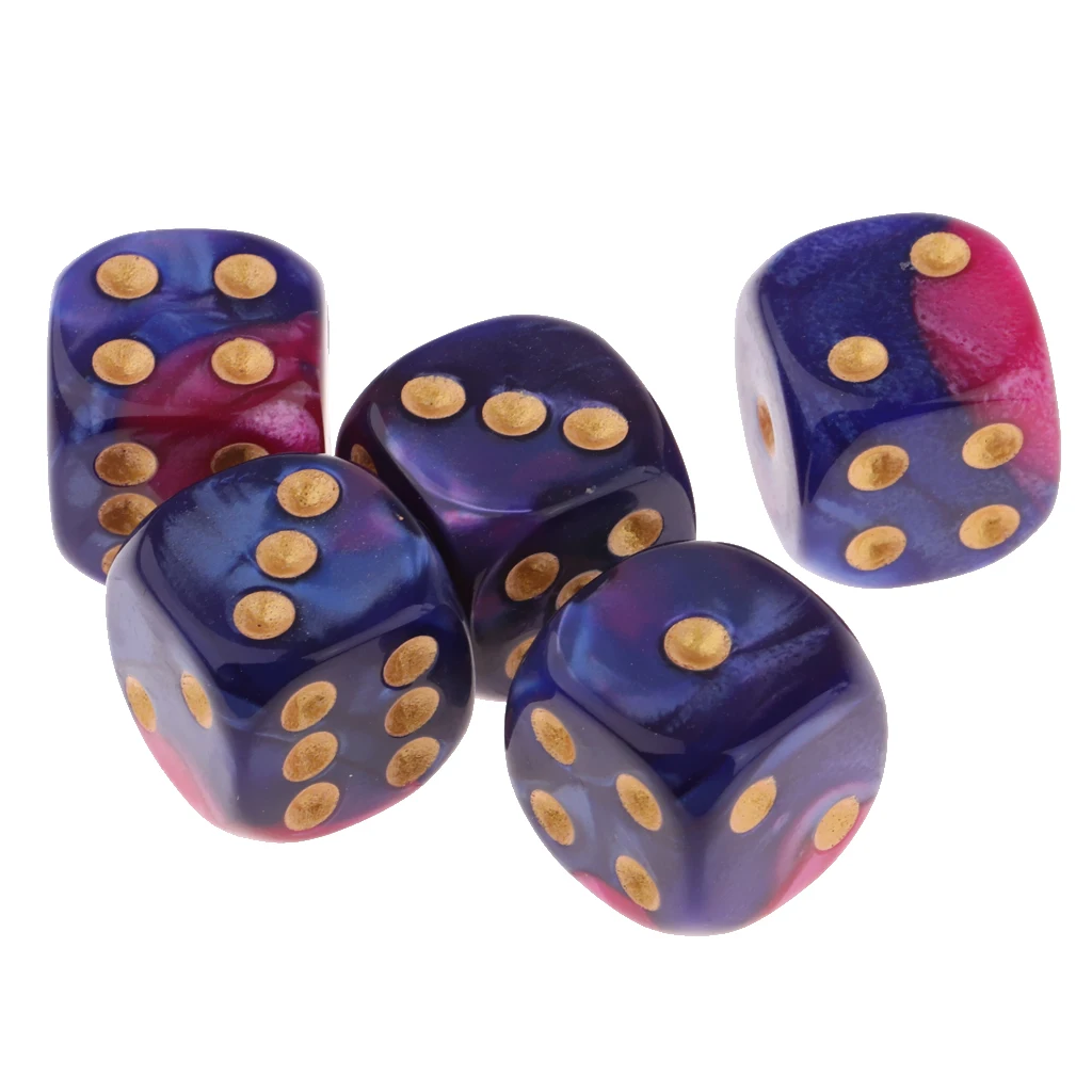 5pcs 6-sided Game Dice Set Party Game Dice Six Sided Dice 16mm Square Corne for Family Travel Play Set Toys