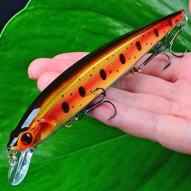 1PCS Bionic Minnow Fishing Lure Bass Trolling Artificial Hard Bait 14cm 18.5g Crankbait Wobblers 3D Eyes for Carp Pesca | Спорт и